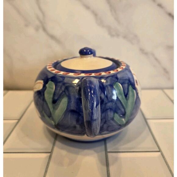Vietri Solimene FISH Sugar Bowl w/ Lid Blue Campagna Italy Italian Pottery EUC - Picture 2 of 12